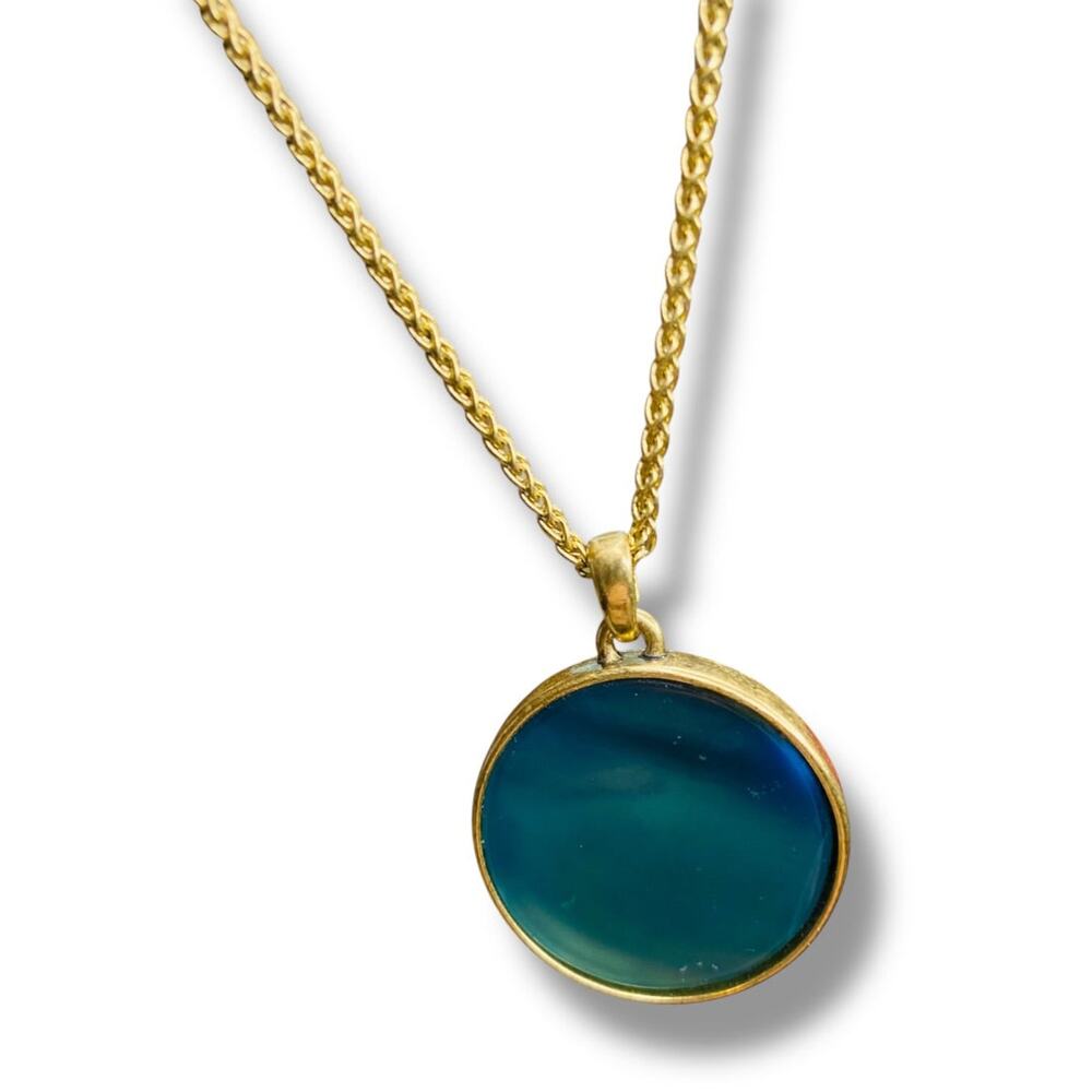 Lucky Brand Resin Pendant‎ Necklace Goldtone 19" Lobster Clasp